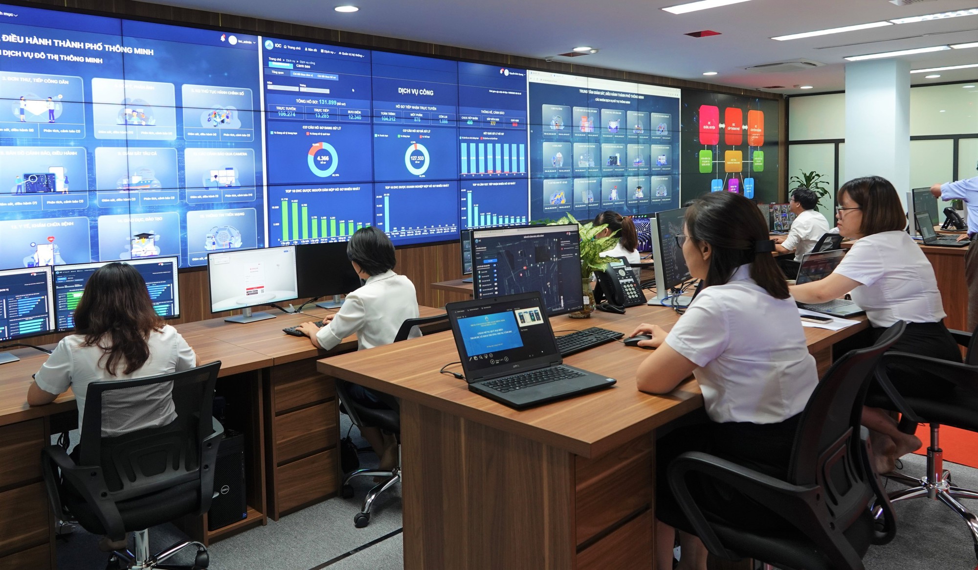 Trung tâm điều hành tại Đà Nẵng sử dụng hệ thống màn hình ghép