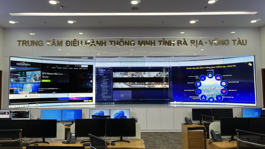 Hệ thống màn hình ghép tại TT Điều Hành đô thị thông minh tỉnh Bả Rịa Vũng Tàu